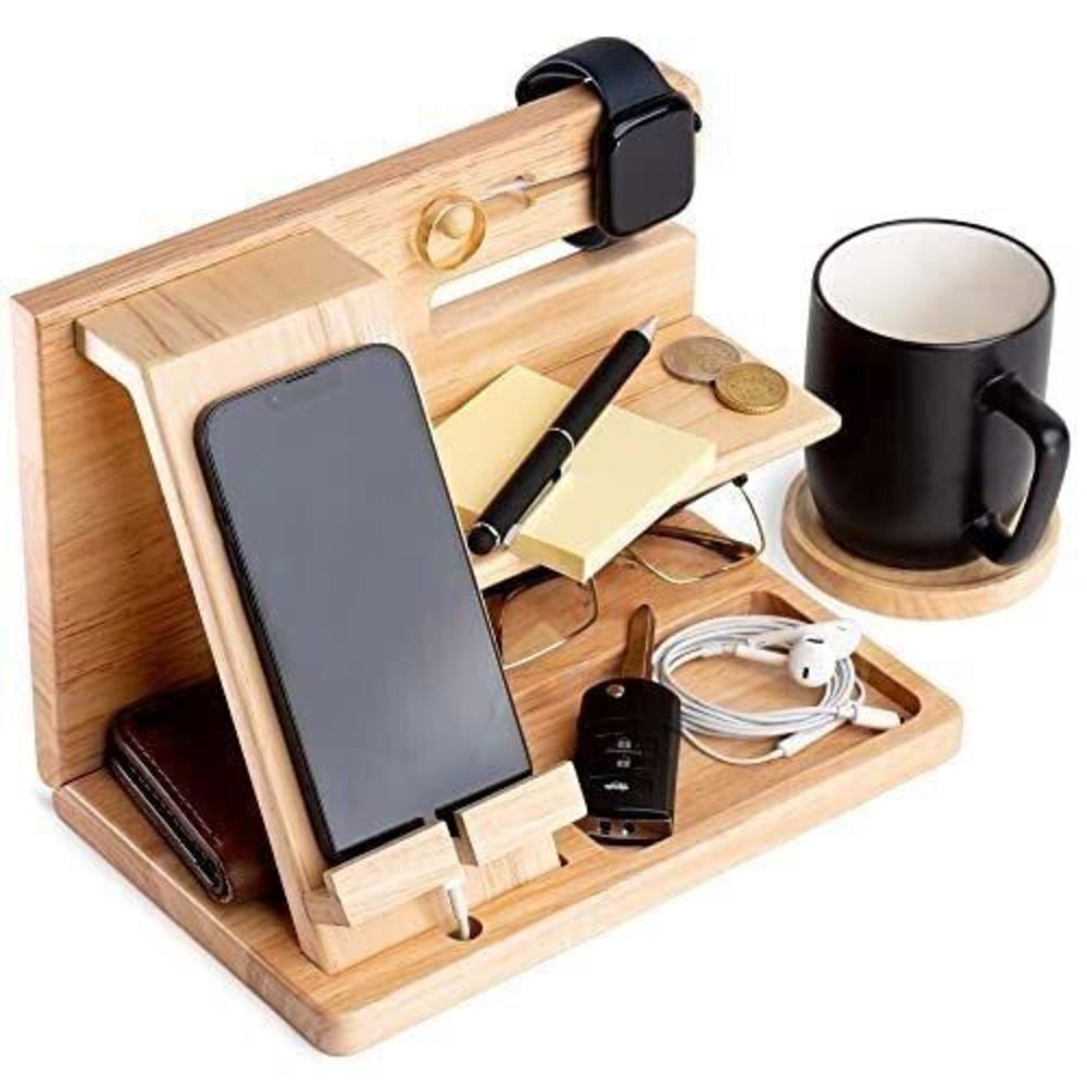 umbobee Wood Phone Docking Station  Nightstand Organizer for Men & Women,